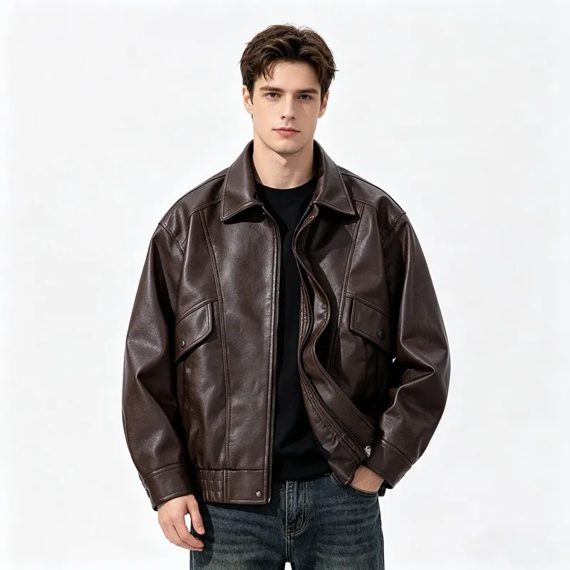 Large Size PU Faux Leather Jacket for Men Turn Down Collar Bomber Jacket Loose Moto Biker Coats Cacual Men Clothing Outerwears
Large Size PU Faux Leather Jacket for Men Turn Down Collar Bomber Jacket Loose Moto Biker Coats Cacual Men Clothing Outerwears