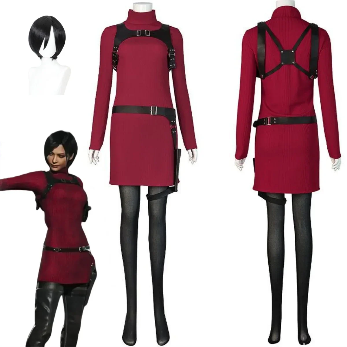 Female Resident 4 Ada Wong Cosplay Costume Red Dress Tight Cheongsam Dress Women's Halloween Carnival Party Carnival Clothing
Female Resident 4 Ada Wong Cosplay Costume Red Dress Tight Cheongsam Dress Women's Halloween Carnival Party Carnival Clothing