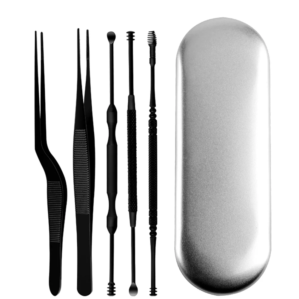 6pcs Ear Cleaning Tools Set Stainless Steel Double-ended Ear Picks and Tweezers for Home Travel (Black)
6pcs Ear Cleaning Tools Set Stainless Steel Double-ended Ear Picks and Tweezers for Home Travel (Black)