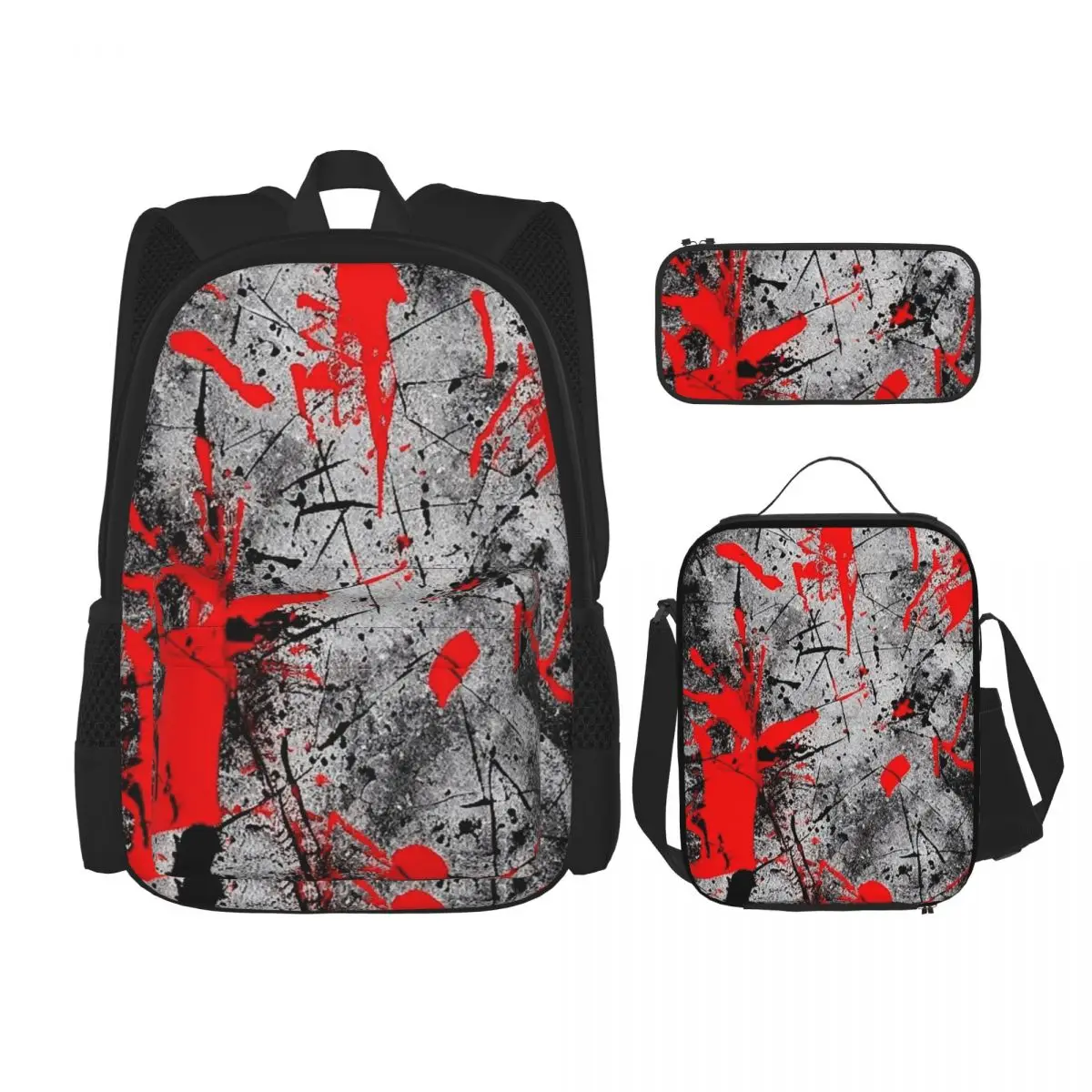 Cool Black And Red Graffiti Pattern Backpacks Students Bookbag School Bags Rucksack Lunch Bag Pen Bag Three-Piece Set
Cool Black And Red Graffiti Pattern Backpacks Students Bookbag School Bags Rucksack Lunch Bag Pen Bag Three-Piece Set