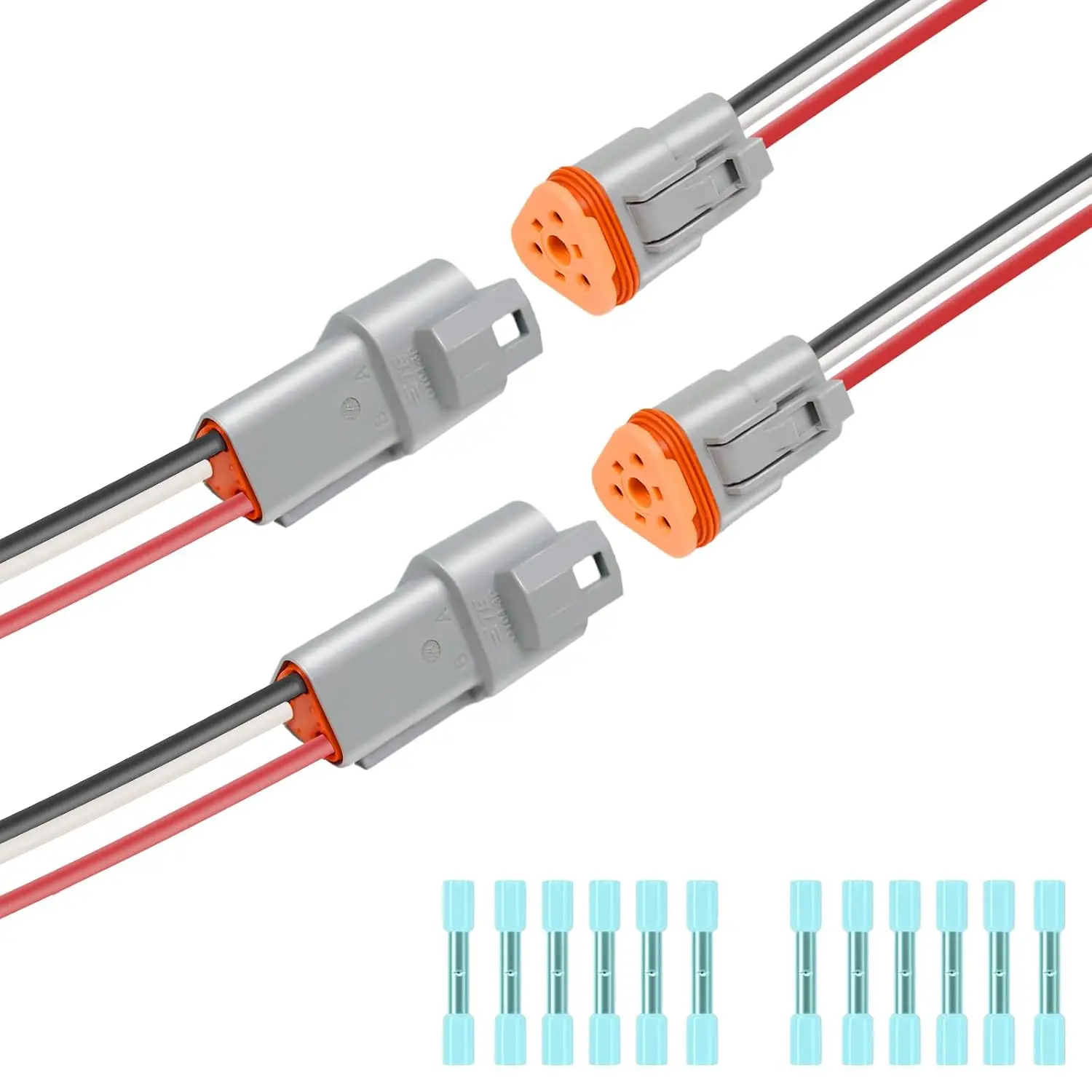 2-Pack 3-Pin Waterproof Automotive Connector Kit with Heat Shrink Tubing, 16 AWG Wires
2-Pack 3-Pin Waterproof Automotive Connector Kit with Heat Shrink Tubing, 16 AWG Wires