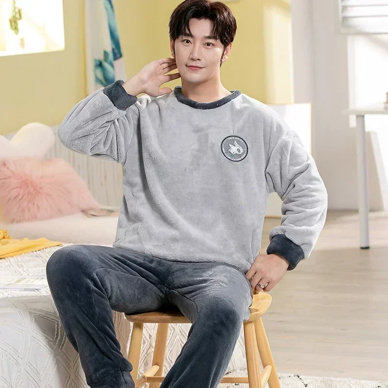 2023 Winter Long Sleeve Thick Warm Flannel Pajama Sets for Men Korean Loose Coral Velvet Sleepwear Pyjamas Homewear Home Clothes
2023 Winter Long Sleeve Thick Warm Flannel Pajama Sets for Men Korean Loose Coral Velvet Sleepwear Pyjamas Homewear Home Clothes