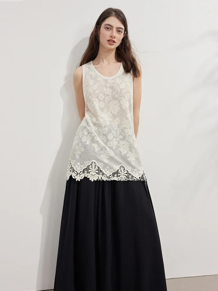 Elegant Romantic Lace Pearl White Sleeveless Vest Design Summer U-neck Top Women Straight Tube Breathable Mid-Length
Elegant Romantic Lace Pearl White Sleeveless Vest Design Summer U-neck Top Women Straight Tube Breathable Mid-Length