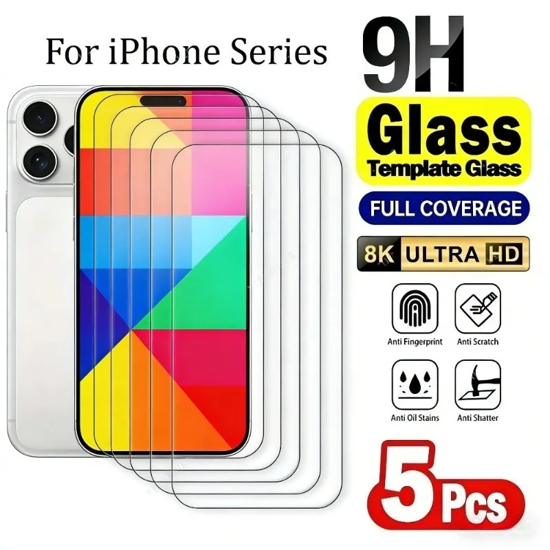 5Pcs Ultra Clear Tempered Glass for iPhone 17 16 15 14 Pro Max Air 16 15 Plus 13 12 11 Pro XR XS Anti-Scratch Screen Protector
5Pcs Ultra Clear Tempered Glass for iPhone 17 16 15 14 Pro Max Air 16 15 Plus 13 12 11 Pro XR XS Anti-Scratch Screen Protector