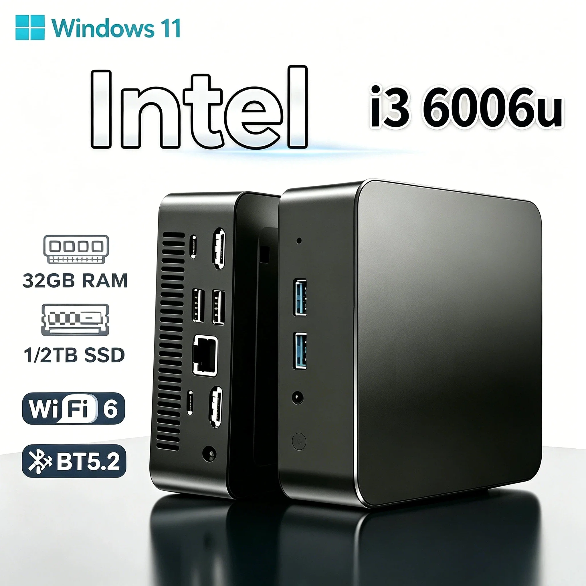 Intel Core i3 6006U Portable Mini PC Windows 11 Pro 16GB RAM 1TB 2TB M.2 SSD WiFi 6 Laptop Optional Processors DDR4 Pro
Intel Core i3 6006U Portable Mini PC Windows 11 Pro 16GB RAM 1TB 2TB M.2 SSD WiFi 6 Laptop Optional Processors DDR4 Pro