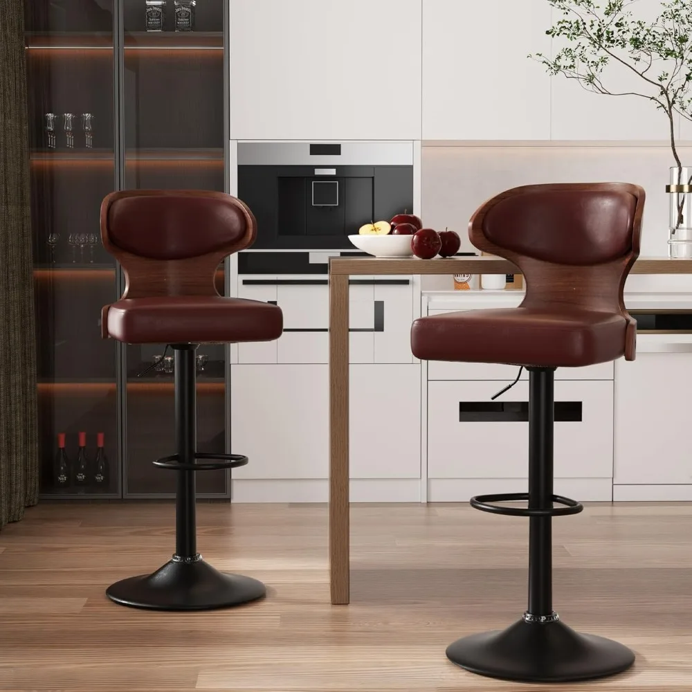 Bar Stools Set of 2 Seat Adjustable Height 24.5-33.5IN - Bentwood Swivel Barstools with Back & Footrest - PU Leather Upholstered
Bar Stools Set of 2 Seat Adjustable Height 24.5-33.5IN - Bentwood Swivel Barstools with Back & Footrest - PU Leather Upholstered