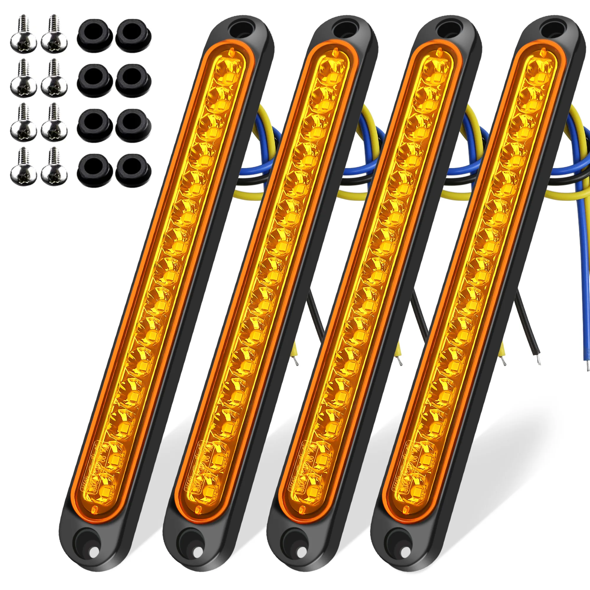 4PCS Yellow New 12-24V 15LED Tail Rear Lamp for Trailer Truck Lorry Pickup-Brake/Stop/Turn Lights Light Bar Strip
4PCS Yellow New 12-24V 15LED Tail Rear Lamp for Trailer Truck Lorry Pickup-Brake/Stop/Turn Lights Light Bar Strip