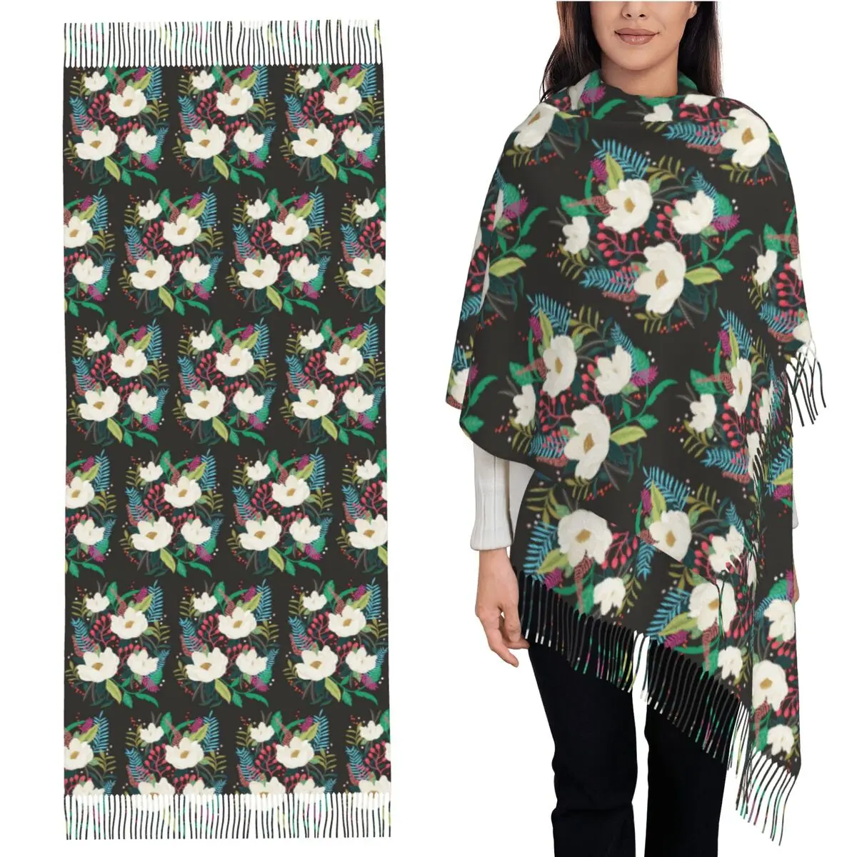 Сад Алисы, шарф с цветочным принтом, цветочным принтом, шарфы с кисточками для женщин, мягкие шали и накидки, длинная осенне-зимняя шаль
Сад Алисы, шарф с цветочным принтом, цветочным принтом, шарфы с кисточками для женщин, мягкие шали и накидки, длинная осенне-зимняя шаль