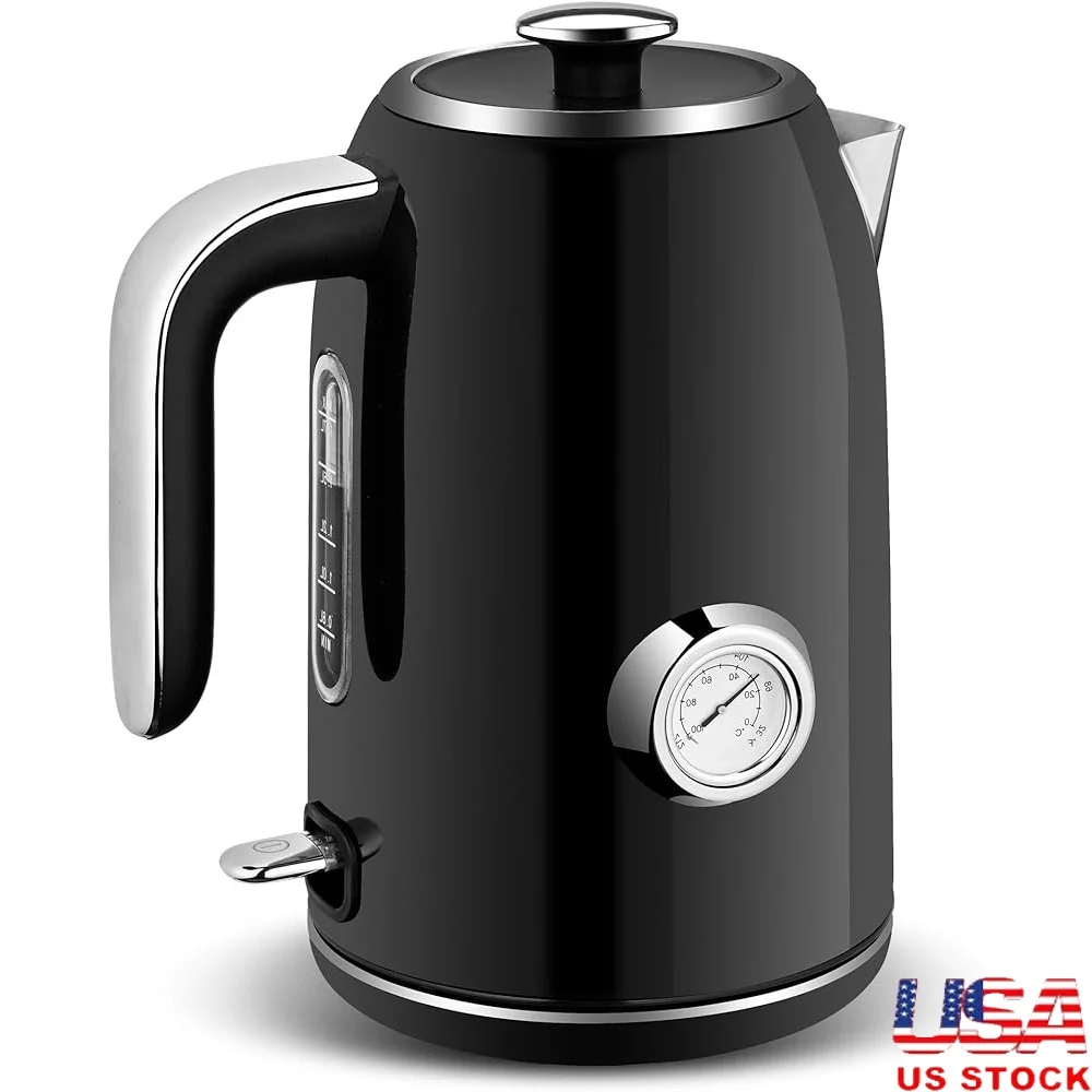 1500W Electric Kettle 1.7L Stainless Steel Water Boiler with Temperature Gauge LED Light Auto Shut-Off BPA-Free Cordless Design
1500W Electric Kettle 1.7L Stainless Steel Water Boiler with Temperature Gauge LED Light Auto Shut-Off BPA-Free Cordless Design