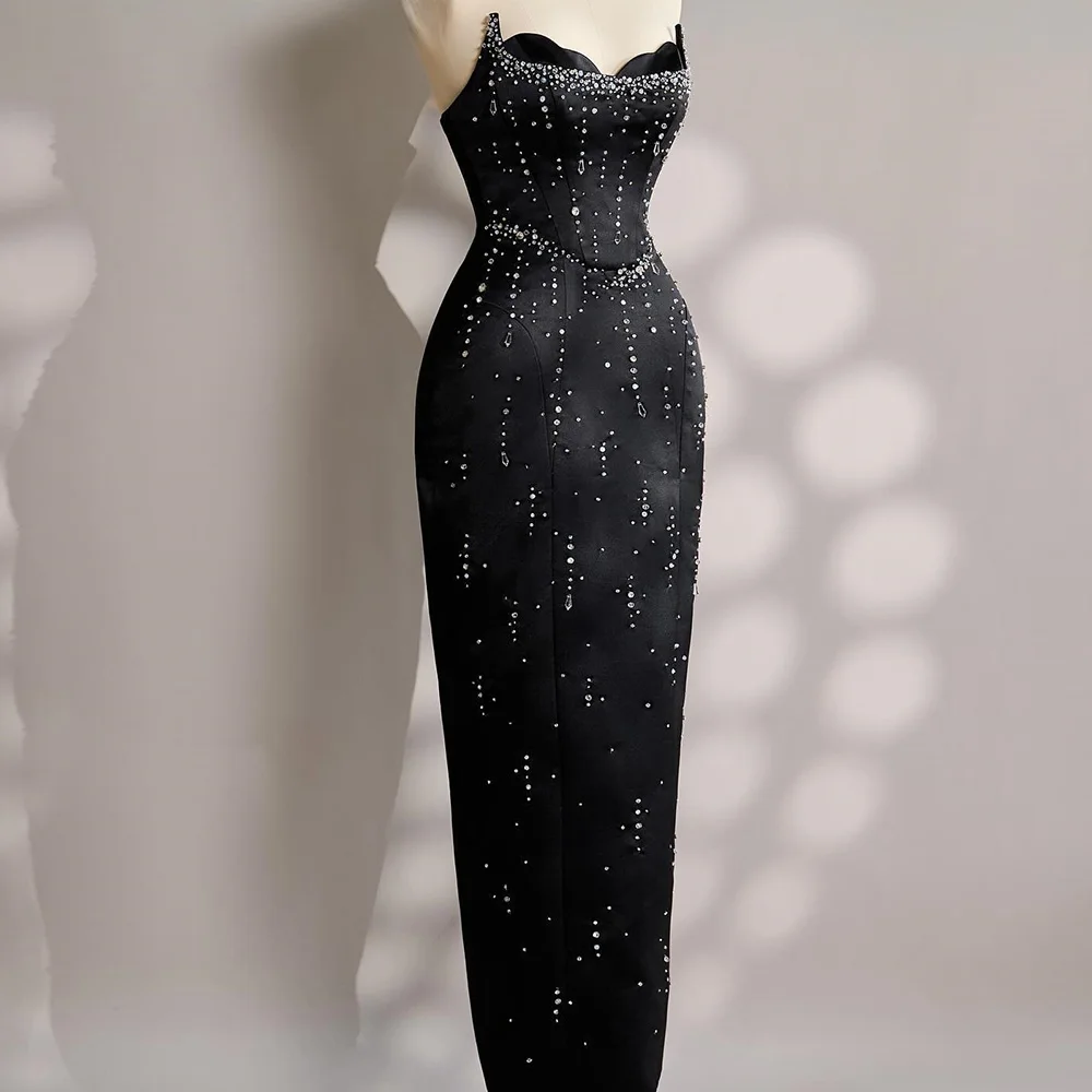 Sleeveless Strapless Satin Back Slit Floor Length Straight Evening Dress Crystal Zipper Back Fashion Photo Color Party Gowns
Sleeveless Strapless Satin Back Slit Floor Length Straight Evening Dress Crystal Zipper Back Fashion Photo Color Party Gowns