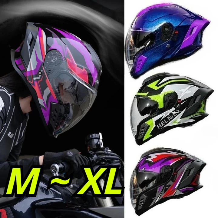 New Full Face Motorcycle Helmet with Big Spoiler & Double Visor, Unisex Racing Street Bike Casco with Sun Shield
New Full Face Motorcycle Helmet with Big Spoiler & Double Visor, Unisex Racing Street Bike Casco with Sun Shield