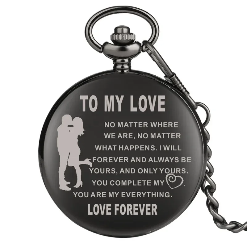 Classical Black Pocket Watch To My Love Forever Design Couple Quartz Analog Clock Pendant Chain Gift for Boyfriend Girlfriend
Classical Black Pocket Watch To My Love Forever Design Couple Quartz Analog Clock Pendant Chain Gift for Boyfriend Girlfriend