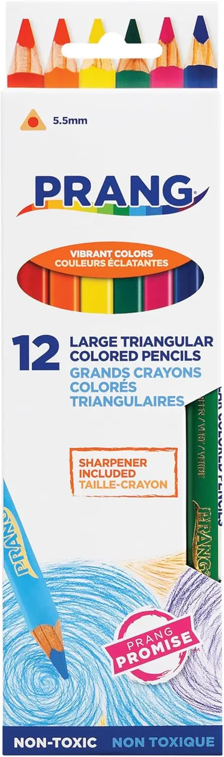 Triangular Colored Pencils with Sharpener, Assorted Colors, 5.5mm Core, 12 Count
Triangular Colored Pencils with Sharpener, Assorted Colors, 5.5mm Core, 12 Count