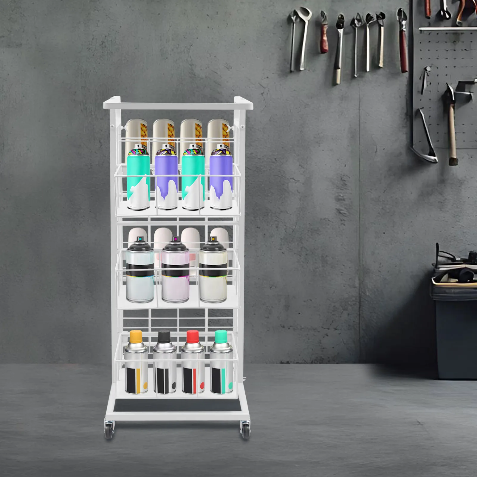 Spray Paint Can Organization Storage Rack, 32 Cans Paint Can Metal Rack Cart, Spray Paint Can Holder with Wheels
Spray Paint Can Organization Storage Rack, 32 Cans Paint Can Metal Rack Cart, Spray Paint Can Holder with Wheels
