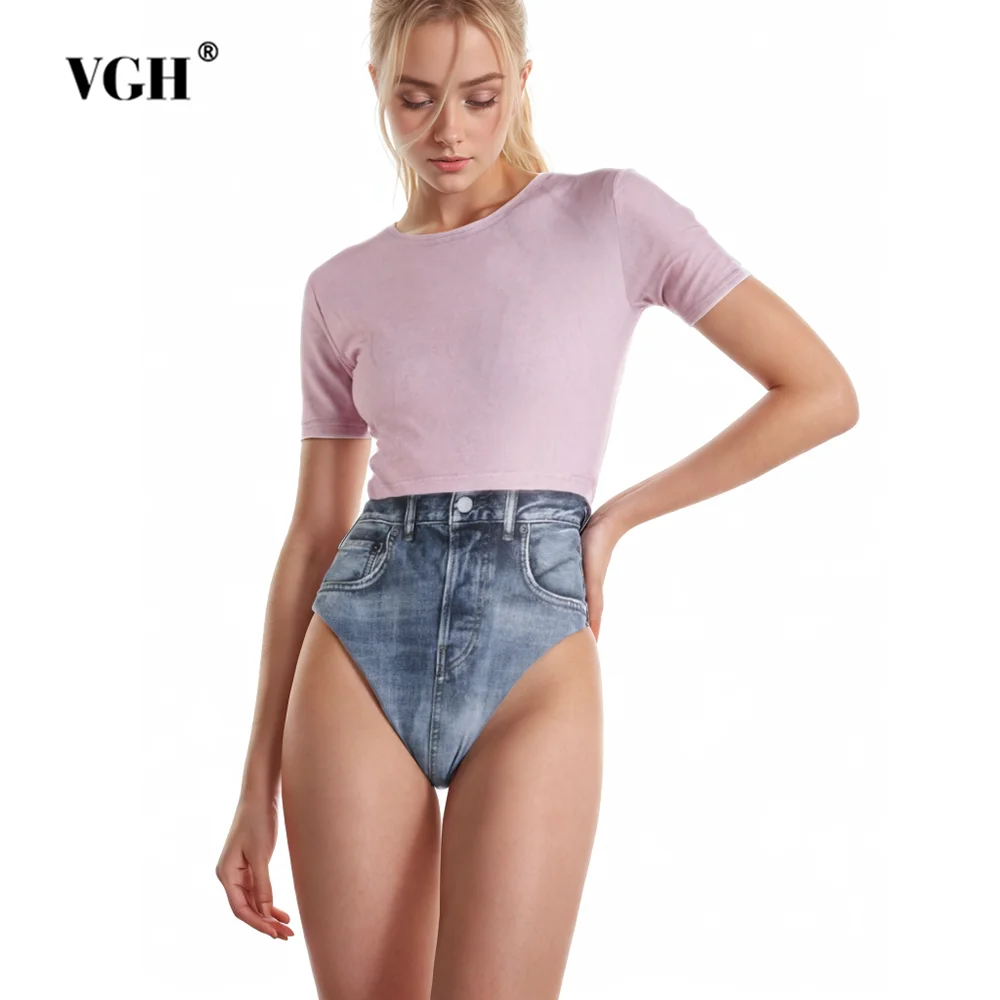 VGH Hit Color Patchwork Lace Up Casual Jumpsuit For Women Round Neck Short Sleeve Backless High Waist Slimming Jumpsuits Female
VGH Hit Color Patchwork Lace Up Casual Jumpsuit For Women Round Neck Short Sleeve Backless High Waist Slimming Jumpsuits Female