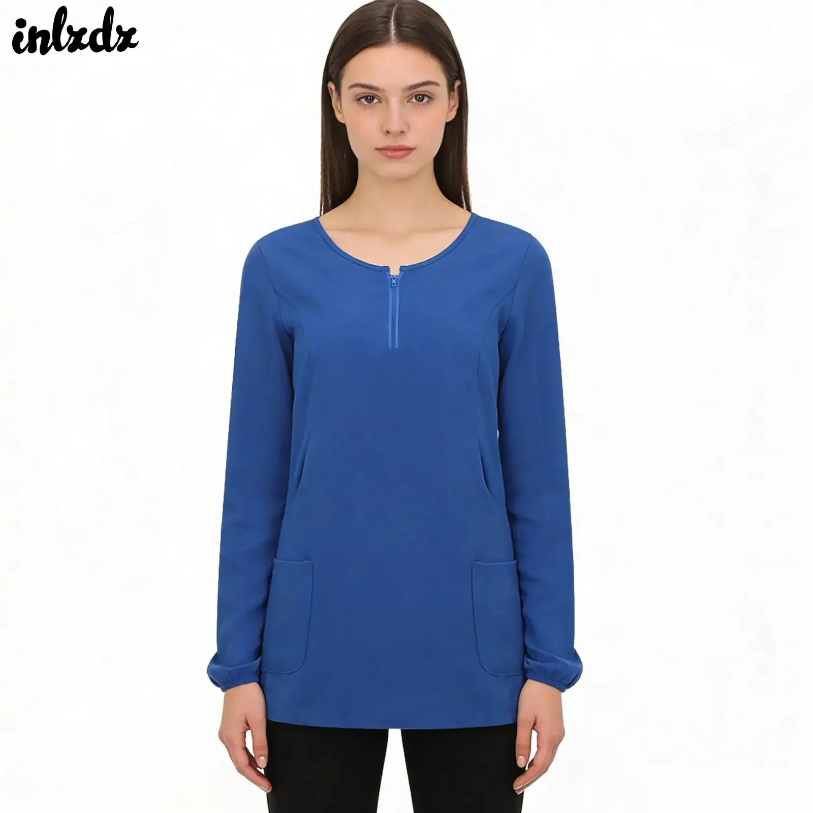 Womens Medical Scrubs Top Long Sleeve Zipper Pocket Nursing Workwear Clinic Medical Uniforms V-neck Nurse Uniform Blouse Tops
Womens Medical Scrubs Top Long Sleeve Zipper Pocket Nursing Workwear Clinic Medical Uniforms V-neck Nurse Uniform Blouse Tops