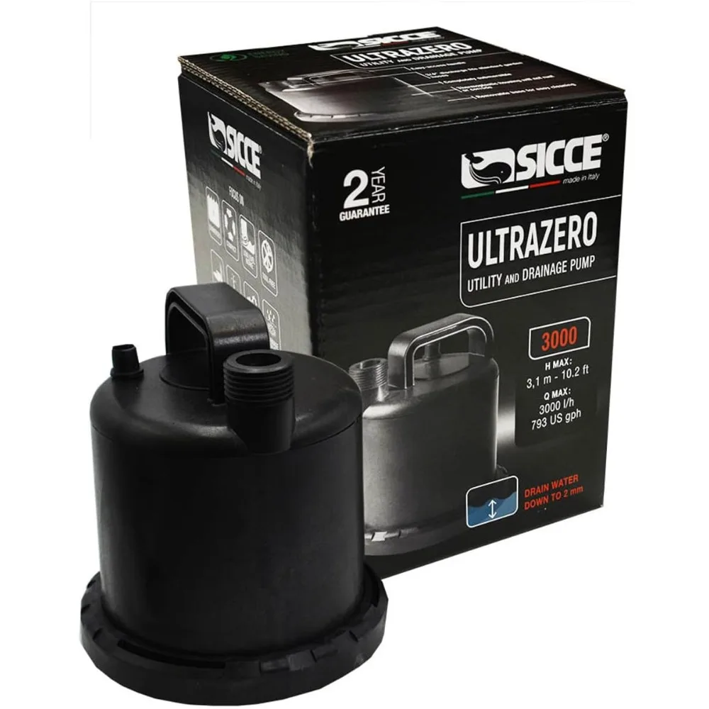 SICCE Ultra Zero 793 GPH Multi-Purpose Water Pump | Garden Hose Connection Portable Handle | Ultra Quiet Durable Aquarium Fish T 
SICCE Ultra Zero 793 GPH Multi-Purpose Water Pump | Garden Hose Connection Portable Handle | Ultra Quiet Durable Aquarium Fish T