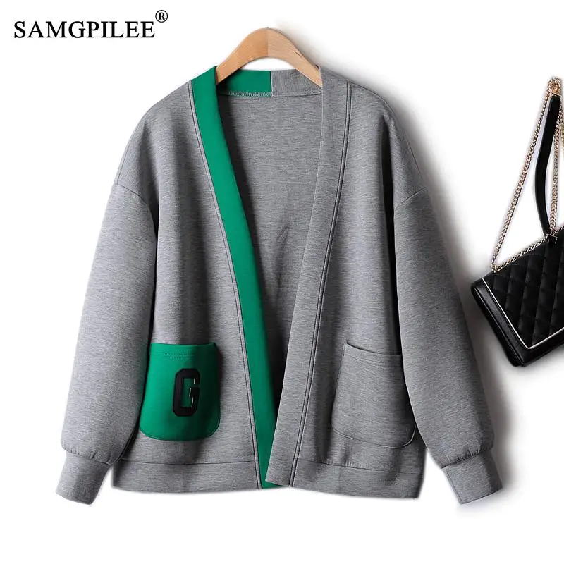 Jacket Women Autumn 2022 New Letter Patch Big Pocket Button-down Cardigan Contrast Raglan Sleeve Air Cotton Sweater Coat 4XL
Jacket Women Autumn 2022 New Letter Patch Big Pocket Button-down Cardigan Contrast Raglan Sleeve Air Cotton Sweater Coat 4XL