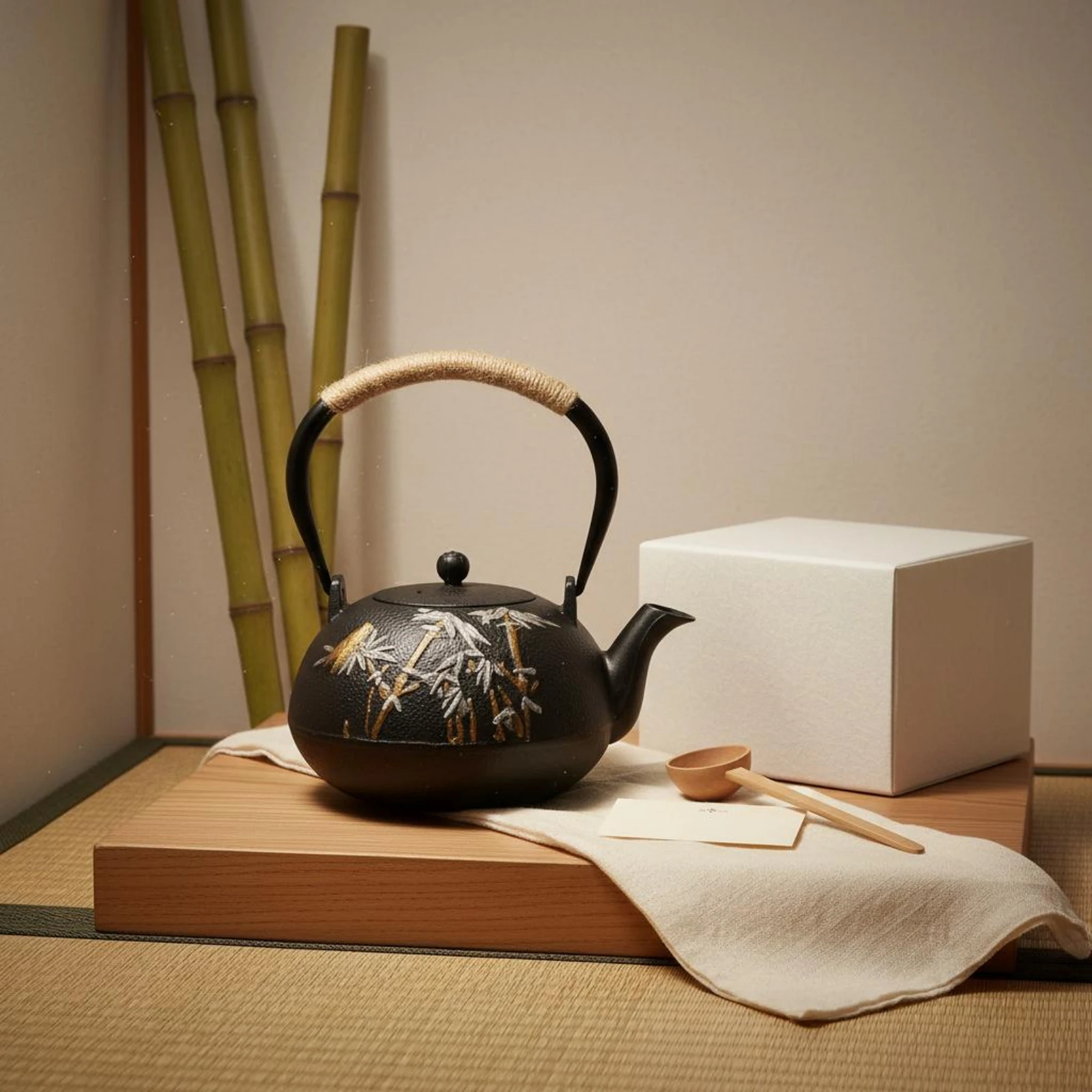 Cast Iron Teapot Natural Fiber Handle Cast Iron Tea Kettle Japanese Tetsubin Teapot Black Metallic-Finish Decorated Tea Kettle
Cast Iron Teapot Natural Fiber Handle Cast Iron Tea Kettle Japanese Tetsubin Teapot Black Metallic-Finish Decorated Tea Kettle