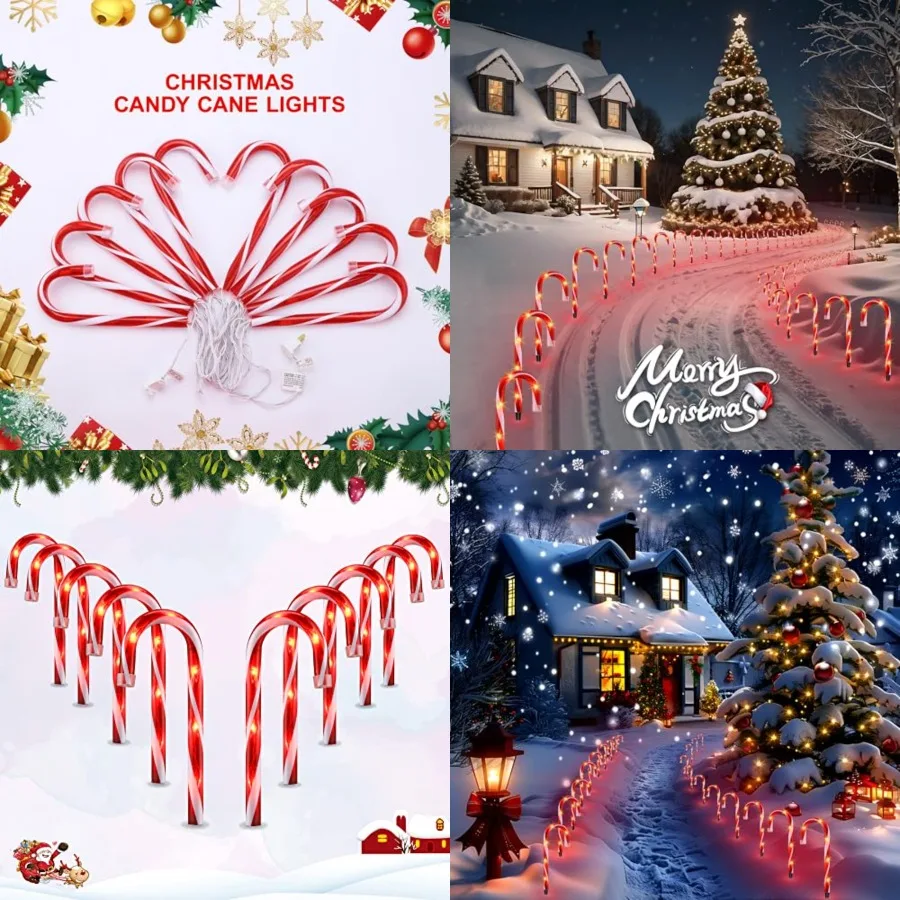 10'' Christmas Candy Cane Pathway Markers Lights - Set of 10 Christmas Stakes Lights Outdoor Pathway Decorations, Connectable a
10'' Christmas Candy Cane Pathway Markers Lights - Set of 10 Christmas Stakes Lights Outdoor Pathway Decorations, Connectable a