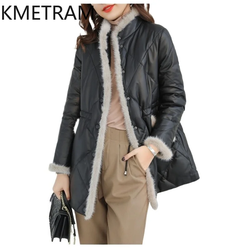 KMETRAM Real Top-Grain Sheepskin Goose Down Jackets Woman Mink Fur Collar Puffer Jacket Mid-Long Winter Coat 2026 Women Clothes
KMETRAM Real Top-Grain Sheepskin Goose Down Jackets Woman Mink Fur Collar Puffer Jacket Mid-Long Winter Coat 2026 Women Clothes