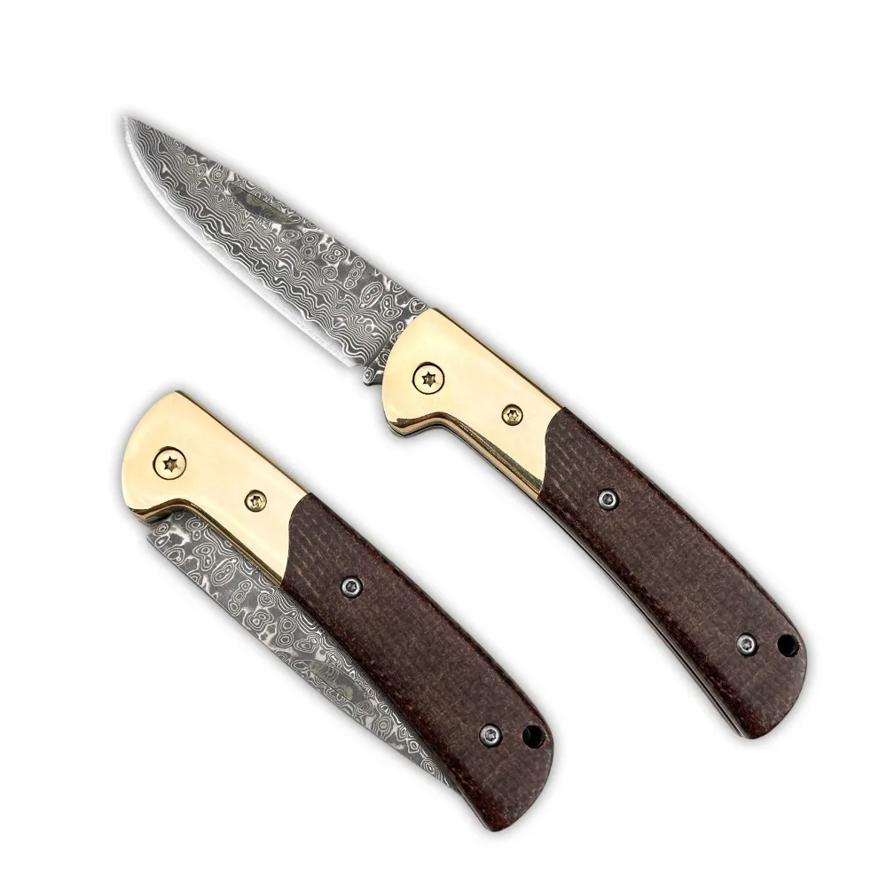 Outdoor Folding Knife Exquisite Pocket Knife Damascus Steel Blade Brass + Micarta Handle Fishing Hunting Knives Cutting Tool
Outdoor Folding Knife Exquisite Pocket Knife Damascus Steel Blade Brass + Micarta Handle Fishing Hunting Knives Cutting Tool