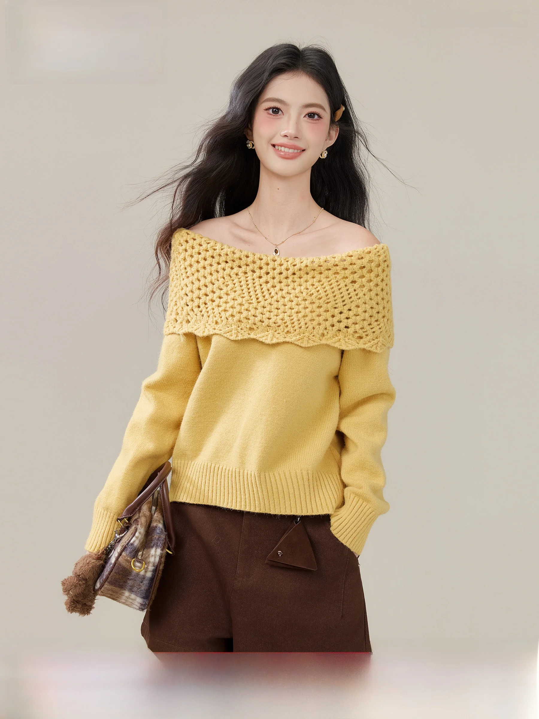 Женский вязаный свитер Lingjiu Pear Window Listening to Fragrance в непринужденном стиле, с узором косы, на одно плечо, повседневный, для отдыха
Женский вязаный свитер Lingjiu Pear Window Listening to Fragrance в непринужденном стиле, с узором косы, на одно плечо, повседневный, для отдыха