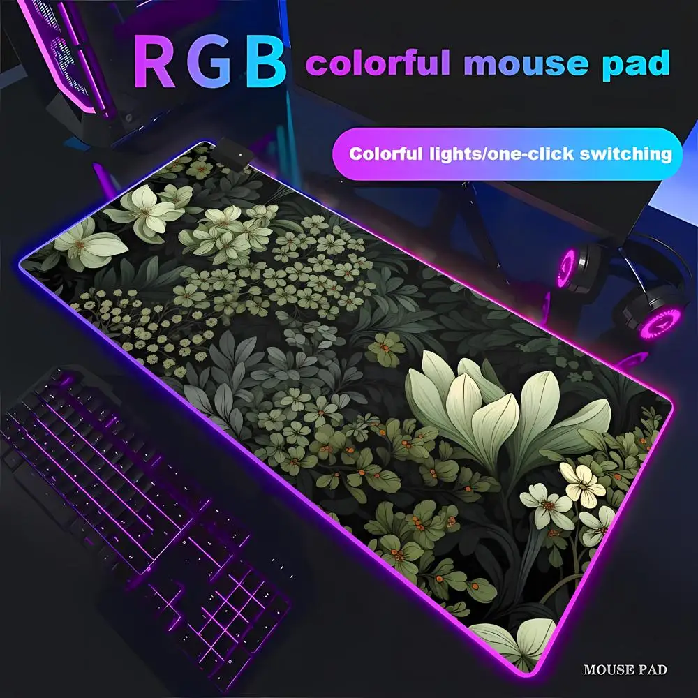 RGB Gaming Mouse Pad Green Forest Plants Botanical Desk Mat HD Gamer Accessories LED Light Mousepad Computer Carpet with Backlit
RGB Gaming Mouse Pad Green Forest Plants Botanical Desk Mat HD Gamer Accessories LED Light Mousepad Computer Carpet with Backlit