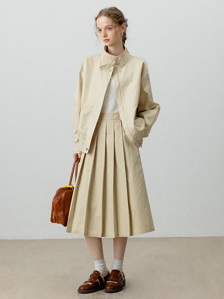 EGGKA женская куртка с воротником-стойкой, верхняя одежда, свободная плиссированная юбка трапециевидной формы с высокой талией, комплект из двух предметов, осенний модный наряд
EGGKA женская куртка с воротником-стойкой, верхняя одежда, свободная плиссированная юбка трапециевидной формы с высокой талией, комплект из двух предметов, осенний модный наряд