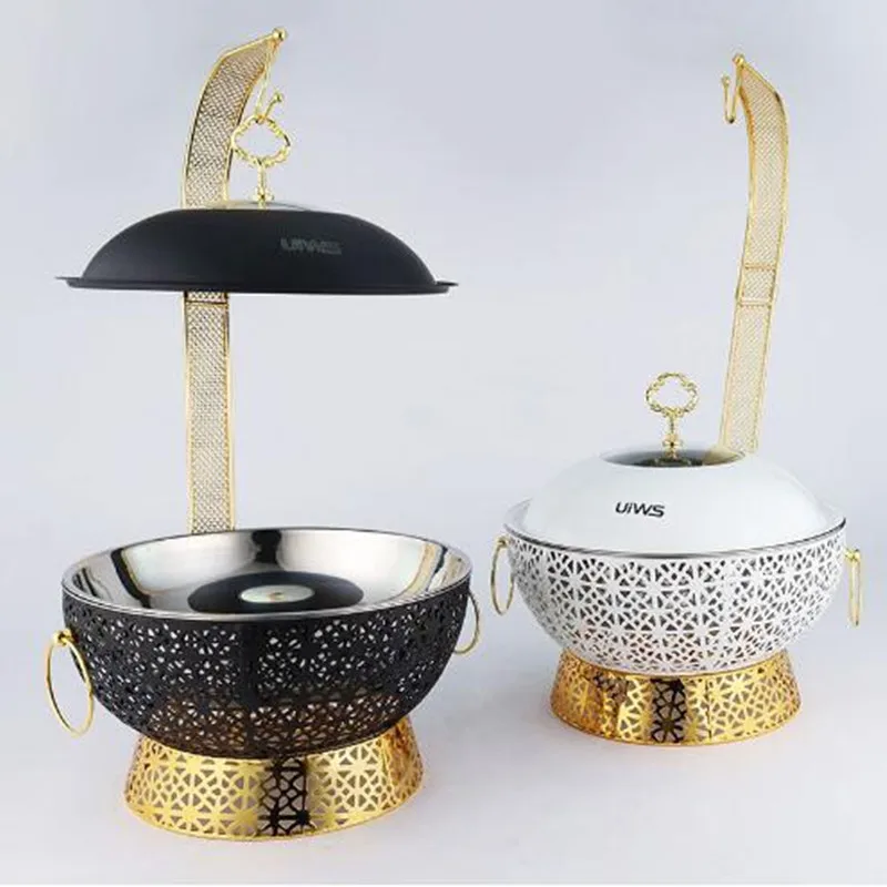 Restaurant Equipment Self service Chef Catering 8L Round Hot Pot Luxury Gold Copper Decorative Hot Pot with Hanging Lid
Restaurant Equipment Self service Chef Catering 8L Round Hot Pot Luxury Gold Copper Decorative Hot Pot with Hanging Lid