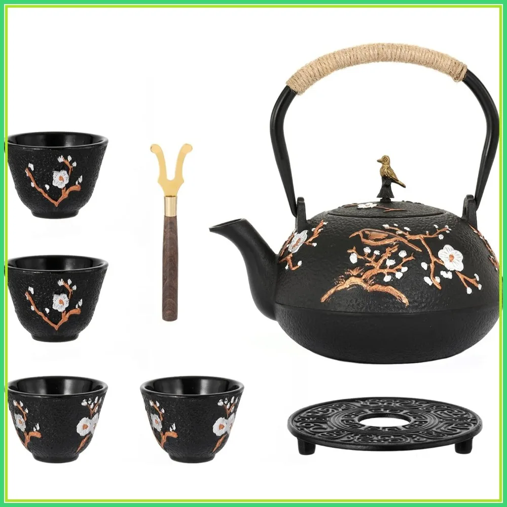 Cast Iron Teapot 1200ml Japanese Tea Set with 4 Cups Infuser Stovetop Kettle Gift
Cast Iron Teapot 1200ml Japanese Tea Set with 4 Cups Infuser Stovetop Kettle Gift