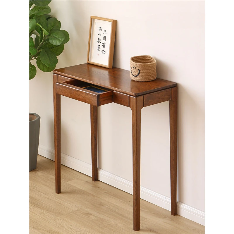 Walnut color entrance table Nordic solid wood strip case Modern simple wall narrow table
Walnut color entrance table Nordic solid wood strip case Modern simple wall narrow table