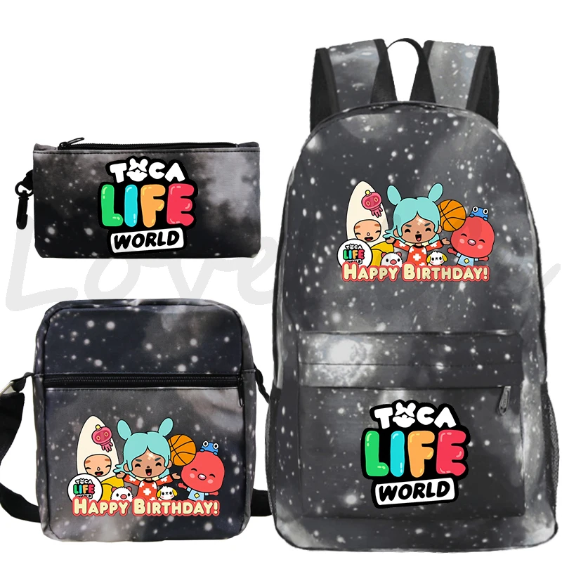 Рюкзаки Toca Life World, 3 шт./компл., для школьников, девочек и мальчиков, детские школьные сумки с героями мультфильмов аниме, Mochila, студенческий рюкзак, ежедневная сумка для книг
Рюкзаки Toca Life World, 3 шт./компл., для школьников, девочек и мальчиков, детские школьные сумки с героями мультфильмов аниме, Mochila, студенческий рюкзак, ежедневная сумка для книг
