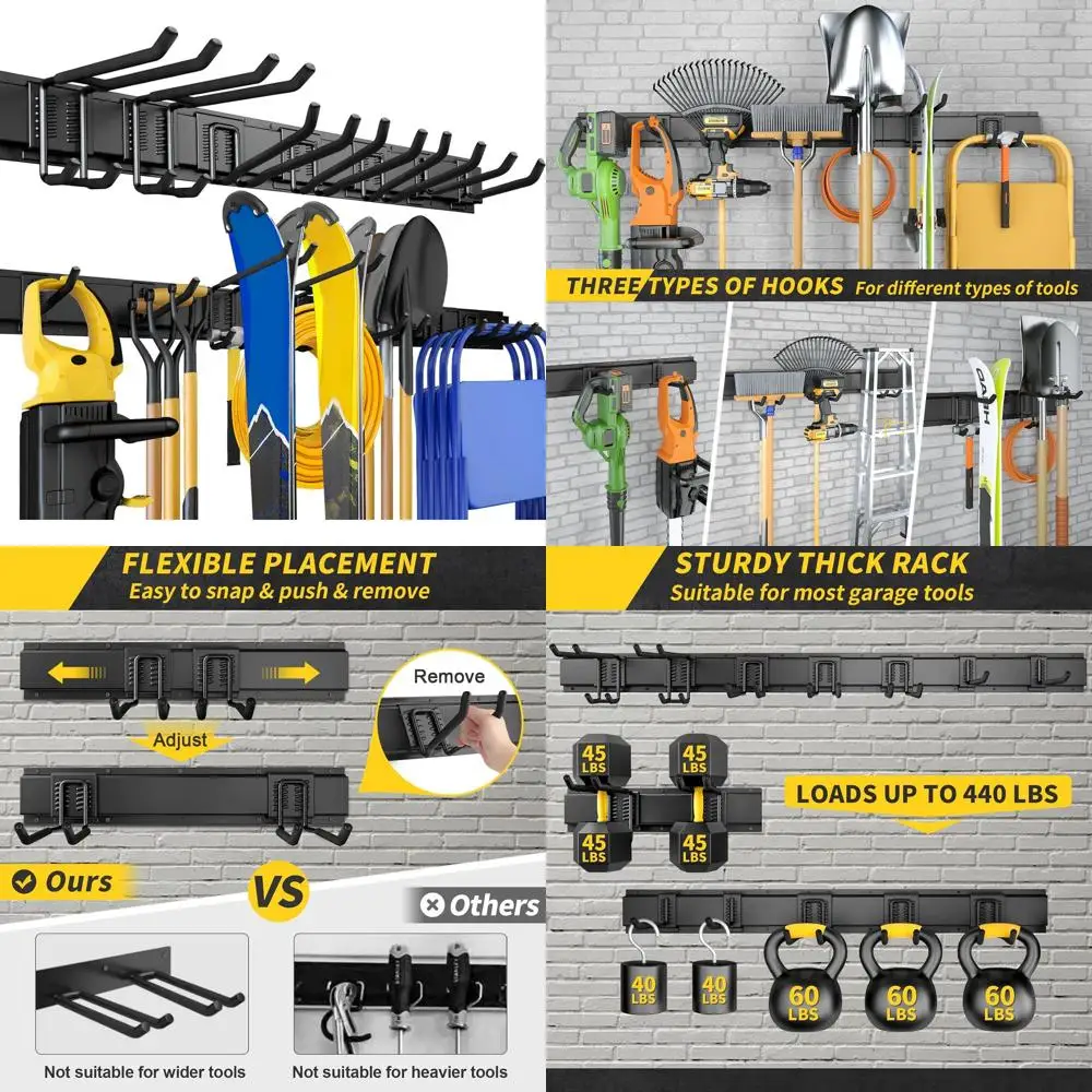 48" Garage Tool Organizer Wall Mount, 440lbs Garden Garage Storage Garage Organization with Adjustable Heavy Duty Hanging Hooks,
48" Garage Tool Organizer Wall Mount, 440lbs Garden Garage Storage Garage Organization with Adjustable Heavy Duty Hanging Hooks,