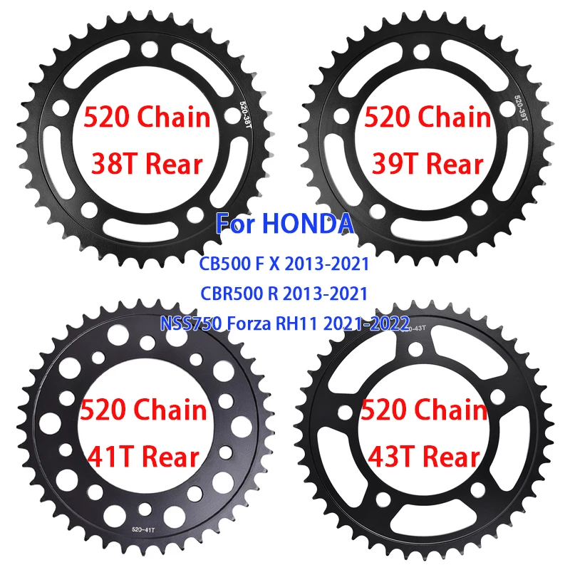 520 38T 39T 41T 43T Rear Sprocket for HONDA CB500 CBR500 CB500F CB500X CBR500R CB CBR 500 F X R 2013-2021 NSS750 Forza 2021 2022
520 38T 39T 41T 43T Rear Sprocket for HONDA CB500 CBR500 CB500F CB500X CBR500R CB CBR 500 F X R 2013-2021 NSS750 Forza 2021 2022