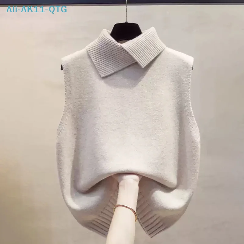 NEW Autumn Winter Korean Solid Color Lapel Sleeveless Versatile Casual Knitted Vest For Women
NEW Autumn Winter Korean Solid Color Lapel Sleeveless Versatile Casual Knitted Vest For Women