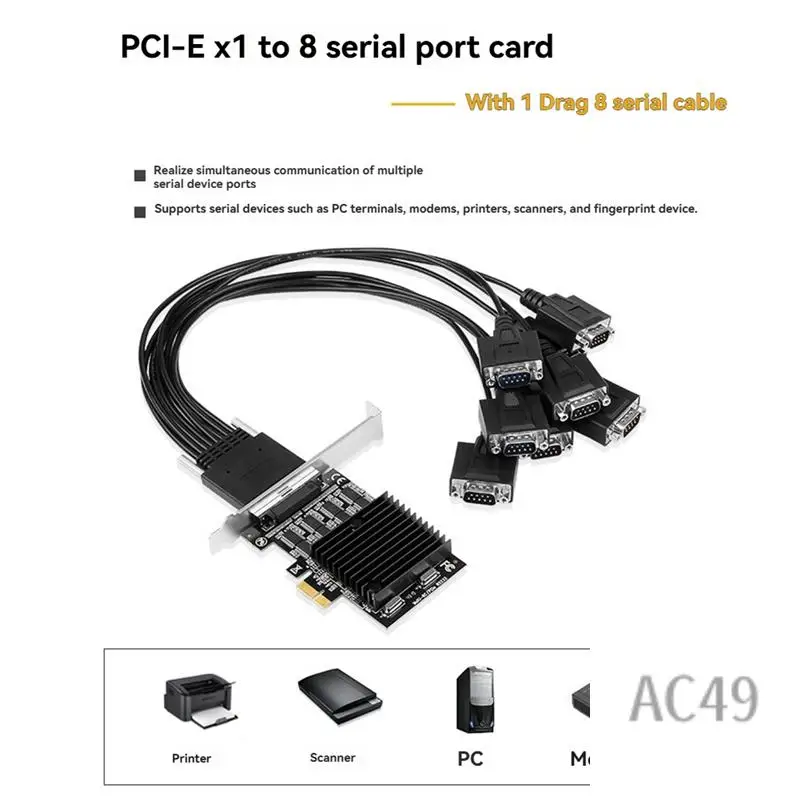 C9-PCIE To 8-Port RS232 Expansion Card PCI-E 8-Port DB9 Serial Card 8-Chipset PCI-Express Control Card COM Card
C9-PCIE To 8-Port RS232 Expansion Card PCI-E 8-Port DB9 Serial Card 8-Chipset PCI-Express Control Card COM Card
