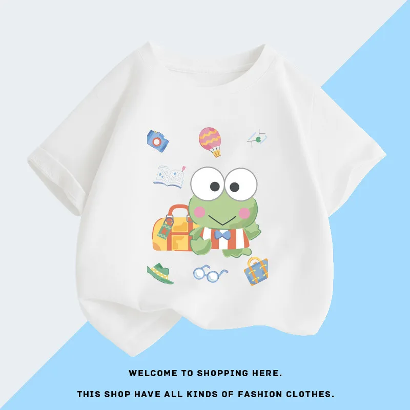 Детская футболка с короткими рукавами и милой лягушкой Кероппи с большими глазами, летняя универсальная футболка из чистого хлопка с короткими рукавами для родителей и детей
Детская футболка с короткими рукавами и милой лягушкой Кероппи с большими глазами, летняя универсальная футболка из чистого хлопка с короткими рукавами для родителей и детей