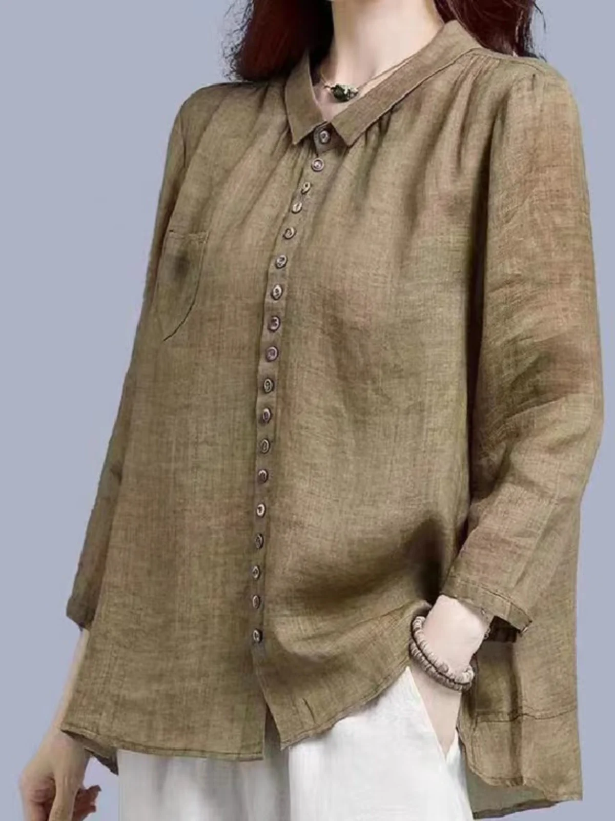 Retro Cotton Linen Long Sleeve Open Cardigan Women's Loose Casual Linen Shirt Autumn Season Pure Color Commute Style Collar
Retro Cotton Linen Long Sleeve Open Cardigan Women's Loose Casual Linen Shirt Autumn Season Pure Color Commute Style Collar