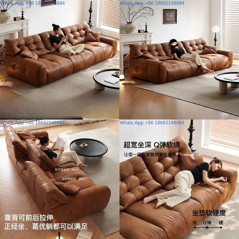 Minimalist black bear oiled wax full leather sofa three seat modern style living room French vintage design
Minimalist black bear oiled wax full leather sofa three seat modern style living room French vintage design