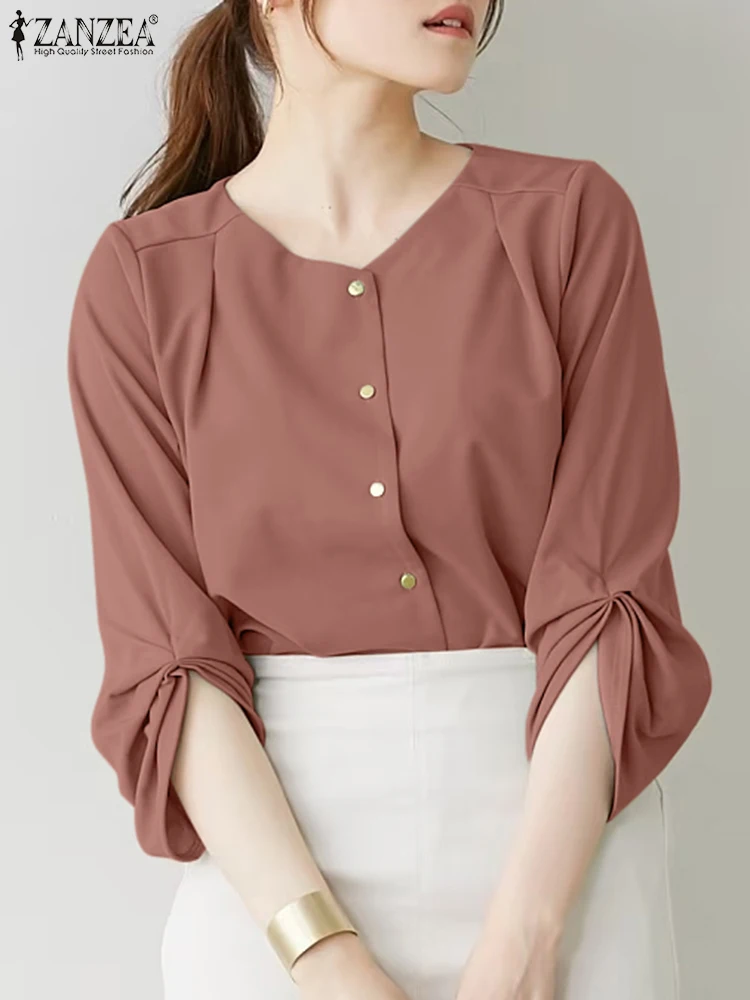 Spring OL Work Shirt Casual Buttons Down Tops 2024 ZANZEA Fashion Women O Neck 3/4 Sleeve Blouse Solid Party Blusas Chemise
Spring OL Work Shirt Casual Buttons Down Tops 2024 ZANZEA Fashion Women O Neck 3/4 Sleeve Blouse Solid Party Blusas Chemise