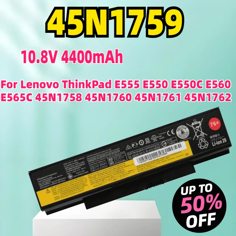 New 4400mAh 48Wh 45N1759 Laptop Battery For Lenovo ThinkPad E555 E550 E550C E560 E565C 45N1758 45N1760 45N1761 45N1762 
New 4400mAh 48Wh 45N1759 Laptop Battery For Lenovo ThinkPad E555 E550 E550C E560 E565C 45N1758 45N1760 45N1761 45N1762