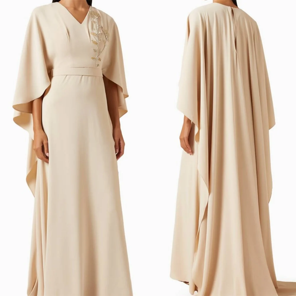 Customized High Quality Ivory Jersey Evening Dress Elegant V-Neck Long Sleeves Zipper Back Crystal Special Occasion Gowns
Customized High Quality Ivory Jersey Evening Dress Elegant V-Neck Long Sleeves Zipper Back Crystal Special Occasion Gowns