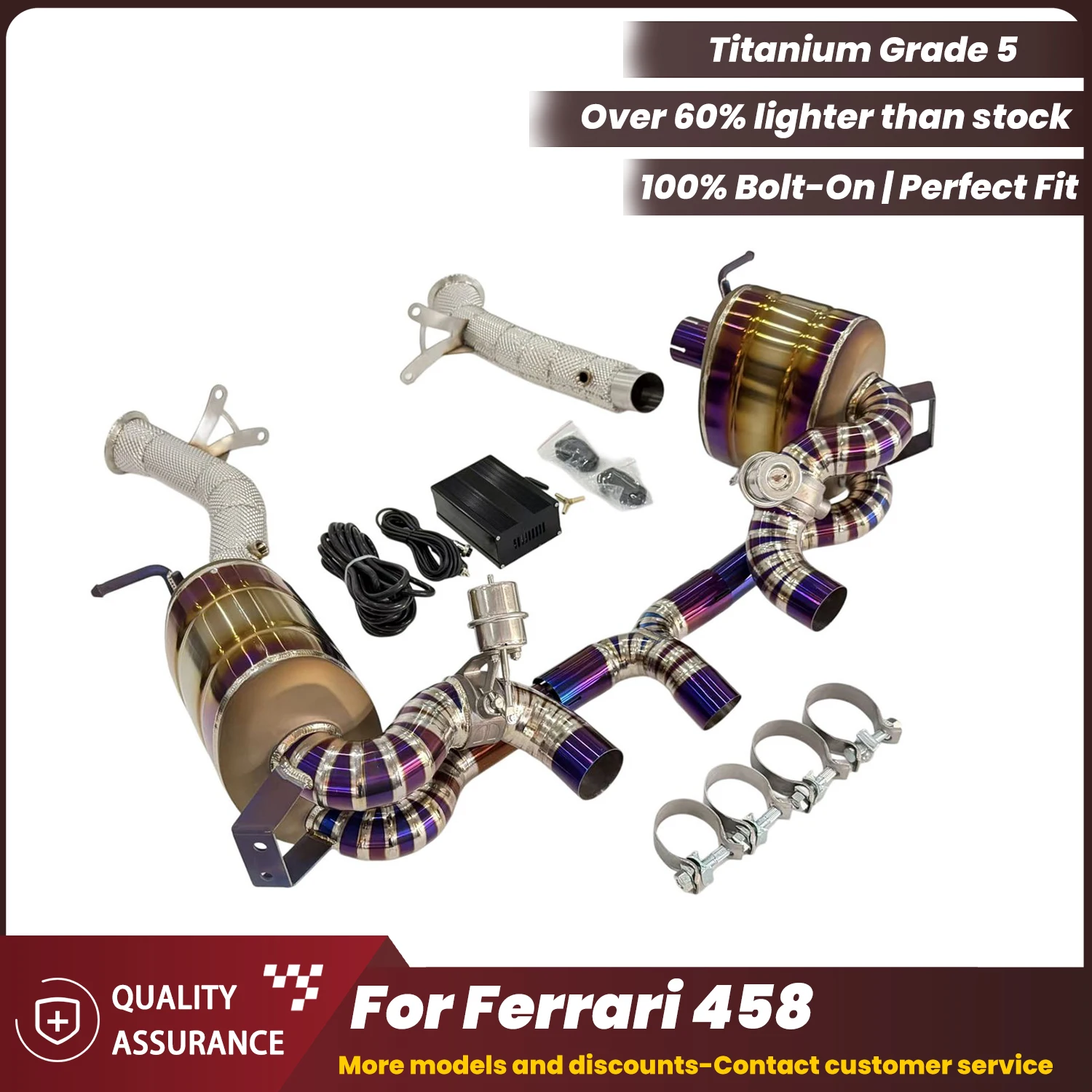 ECCF Titanium Catback with Downpipe Complete Exhaust System For Ferrari 458 Aggressive Exhaust Sound Performance Upgrade
ECCF Titanium Catback with Downpipe Complete Exhaust System For Ferrari 458 Aggressive Exhaust Sound Performance Upgrade