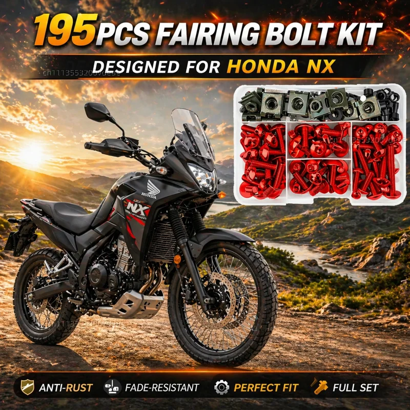 195Pcs Motorcycle Aluminum Fairing Bolt Screws Kit Nut Clips For HONDA NX400 NX500 NX 400 NX 500 2024-2025 CNC Fastener Hardware
195Pcs Motorcycle Aluminum Fairing Bolt Screws Kit Nut Clips For HONDA NX400 NX500 NX 400 NX 500 2024-2025 CNC Fastener Hardware