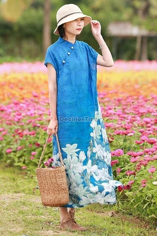 2025 улучшенное платье Cheongsam в китайском стиле, женское летнее свободное платье большого размера из хлопка и льна с разрезом и принтом рами, длинное Ципао
2025 улучшенное платье Cheongsam в китайском стиле, женское летнее свободное платье большого размера из хлопка и льна с разрезом и принтом рами, длинное Ципао