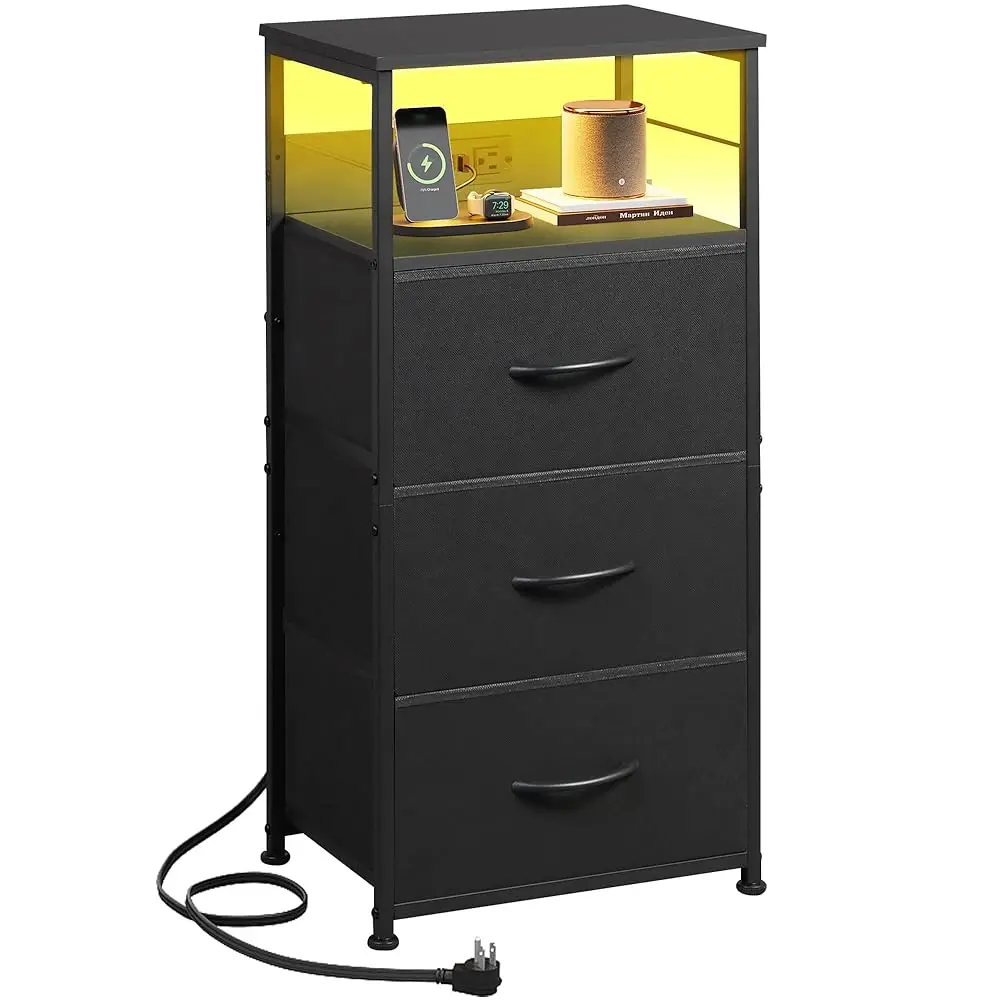 Led Nightstand With Charging Station, Bla Night Stand With 3 Fabric Drawers And Storage Shelf, Small Dresser For Small Space,
Led Nightstand With Charging Station, Bla Night Stand With 3 Fabric Drawers And Storage Shelf, Small Dresser For Small Space,