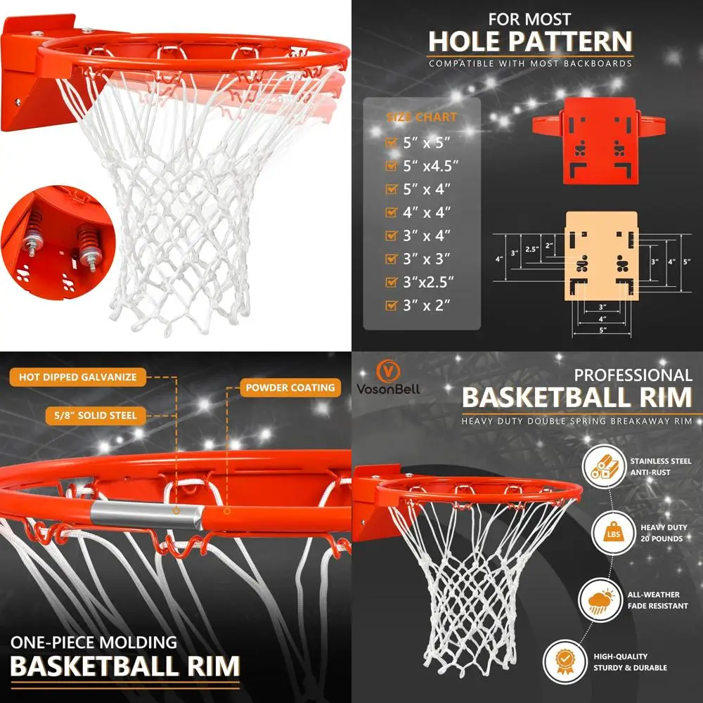 Профессиональный 18-дюймовый баскетбольный обод из цельной стали с двойной пружиной, всепогодной заменой и сверхпрочным отрывным механизмом для использования в помещении.
Профессиональный 18-дюймовый баскетбольный обод из цельной стали с двойной пружиной, всепогодной заменой и сверхпрочным отрывным механизмом для использования в помещении.
