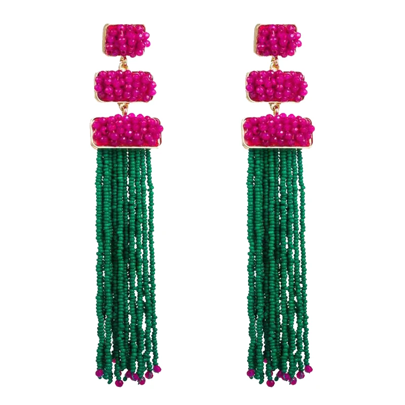 New Chinese retro exaggerated contrasting color beaded fringed earrings fashion temperament bridal cheongsam accessories
New Chinese retro exaggerated contrasting color beaded fringed earrings fashion temperament bridal cheongsam accessories
