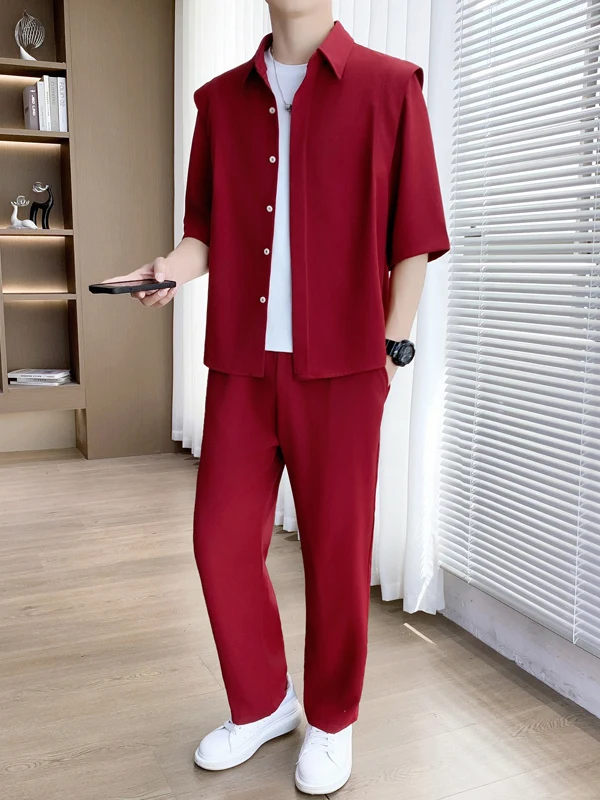 Summer 2026 Fashionable Casual Slim Fit Short Sleeve Men's Clothing Set Two Pieces Korean Style Top And Bottoms Ensemble
Summer 2026 Fashionable Casual Slim Fit Short Sleeve Men's Clothing Set Two Pieces Korean Style Top And Bottoms Ensemble
